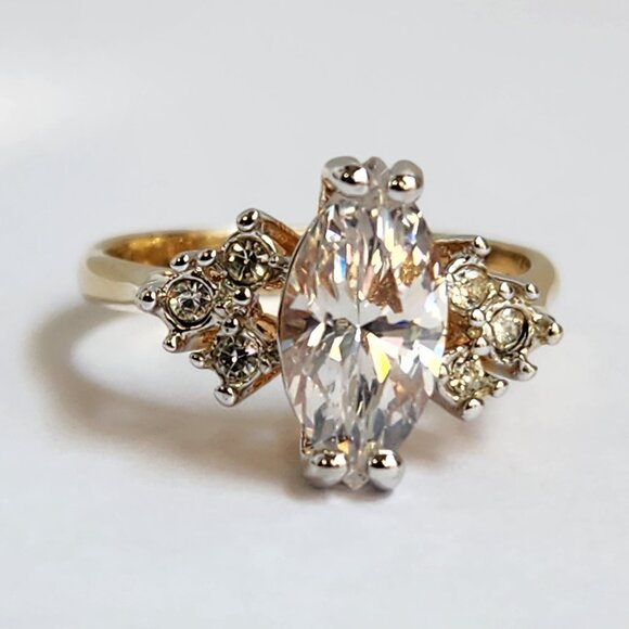 VTG NIB 18K Marquise Cut CZ GF Ring size 7 - Picture 3 of 14
